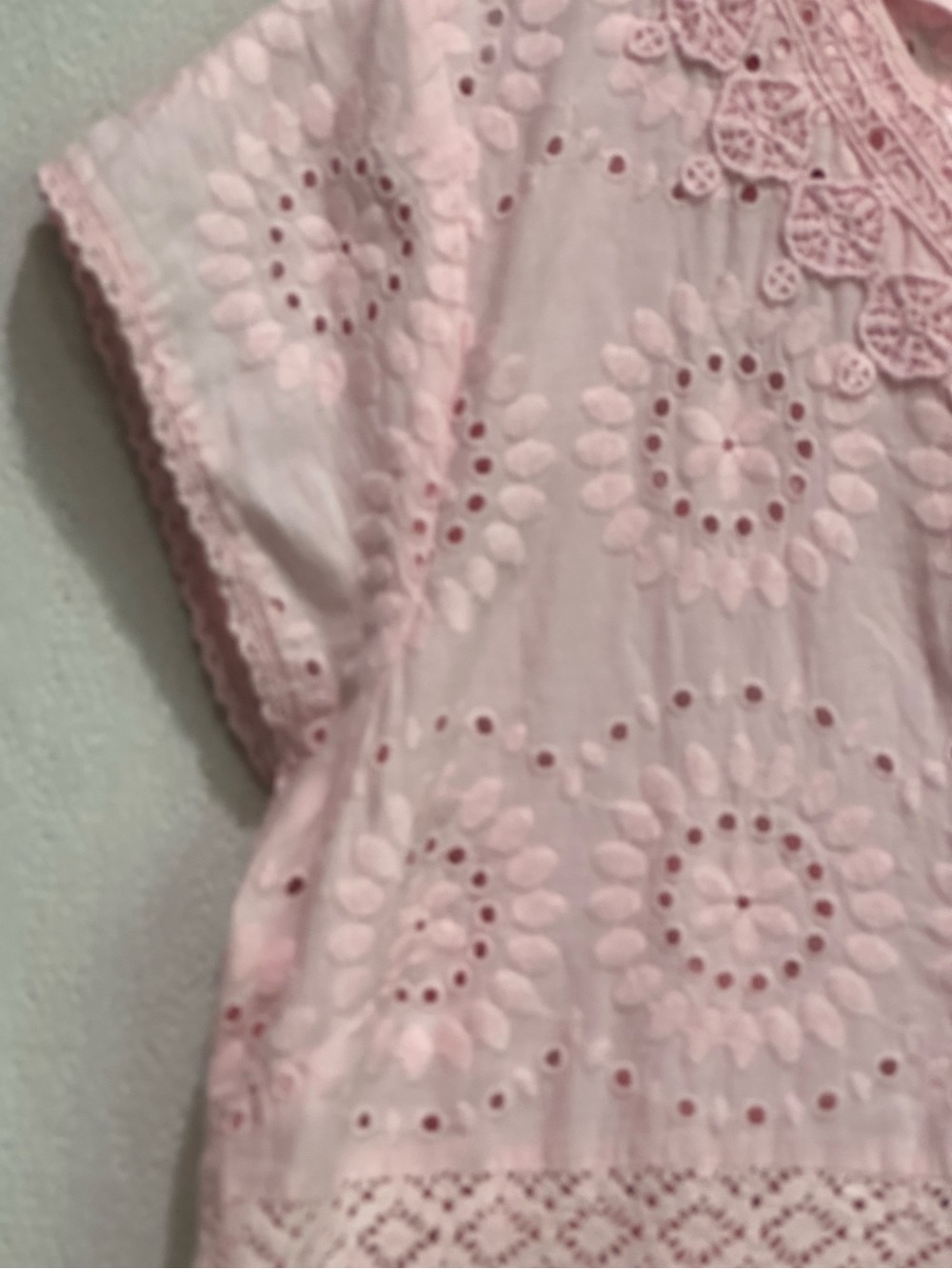 Calypso St. Barth Rondinara Pink Eyelet Crochet Tunic Dress - Women Sz M Resort - Picture 9 of 16